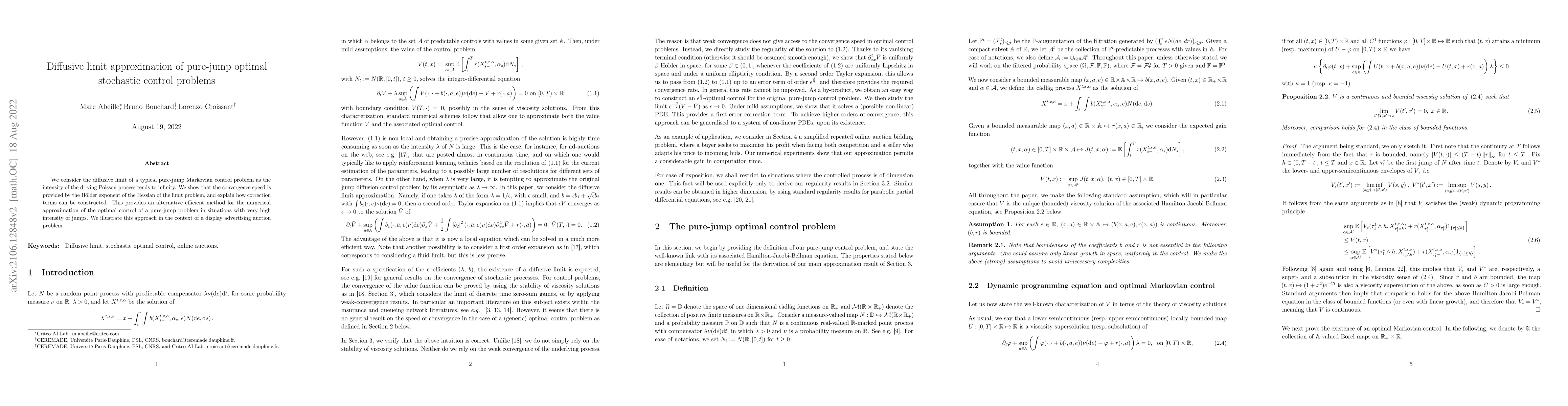 Thumbnail for Diffusive limit approximation of pure-jump optimal stochastic control
  problems
