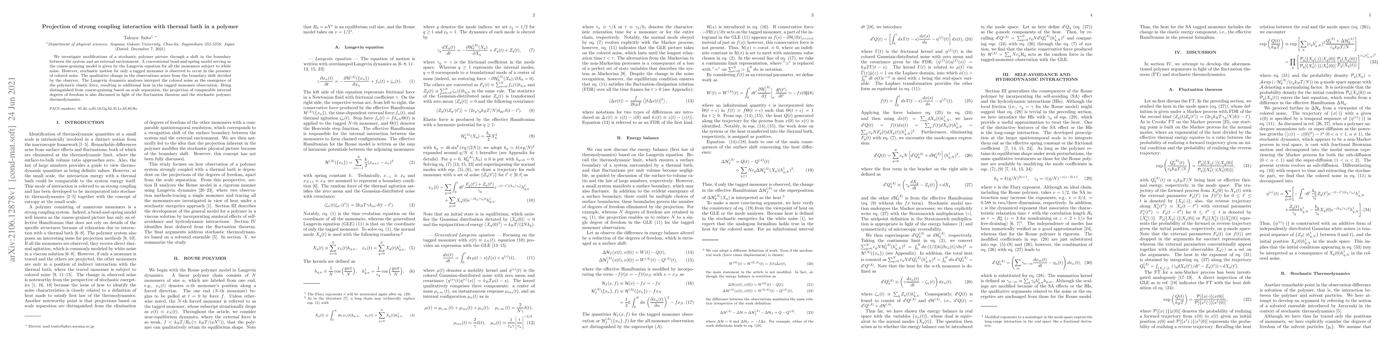Thumbnail for Projection of strong coupling interaction with thermal bath in a polymer