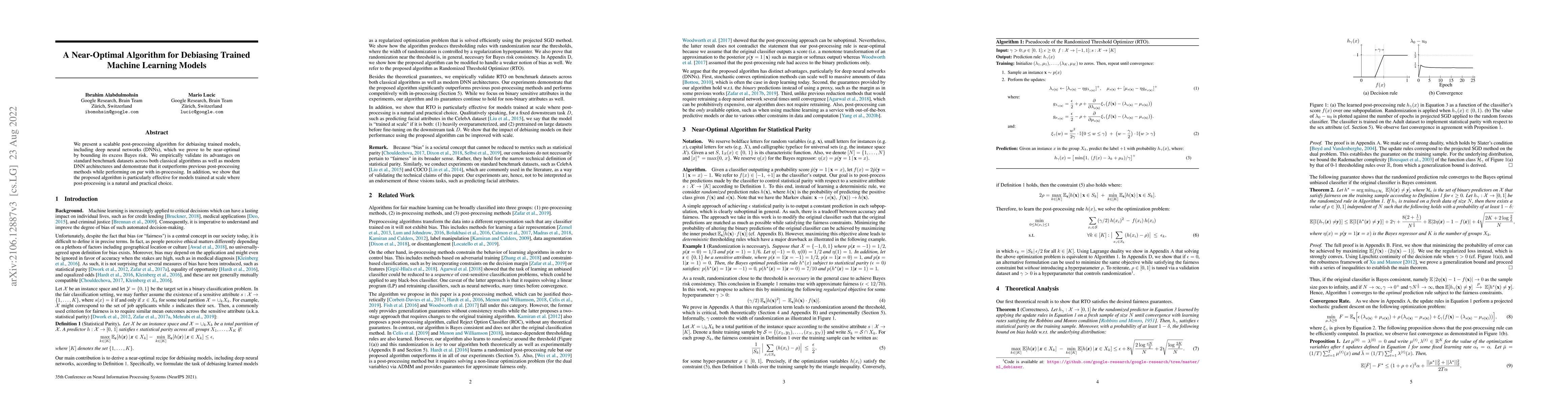 Thumbnail for A Near-Optimal Algorithm for Debiasing Trained Machine Learning Models