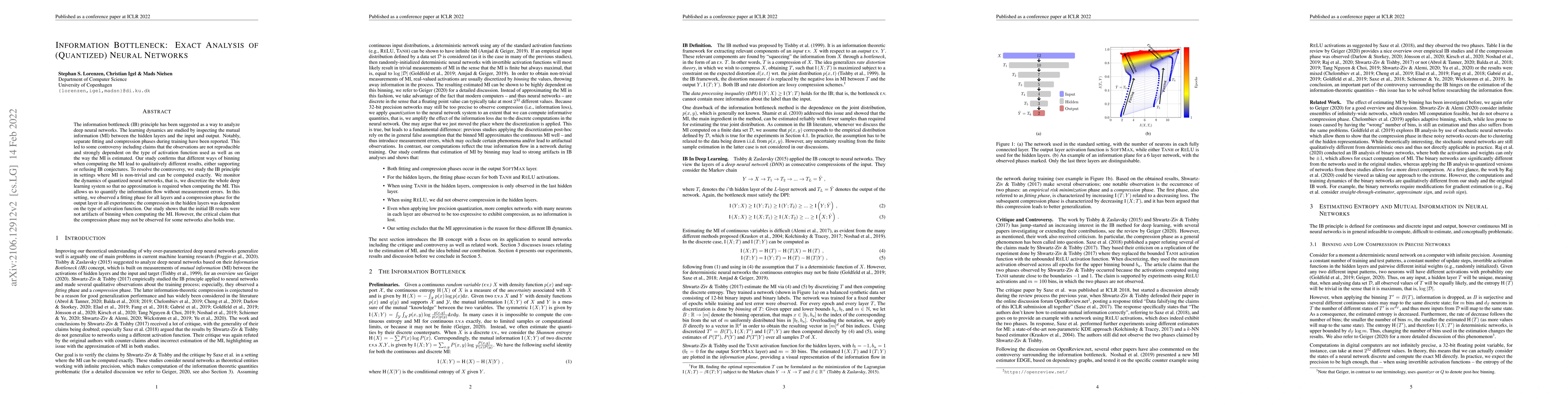 Thumbnail for Information Bottleneck: Exact Analysis of (Quantized) Neural Networks