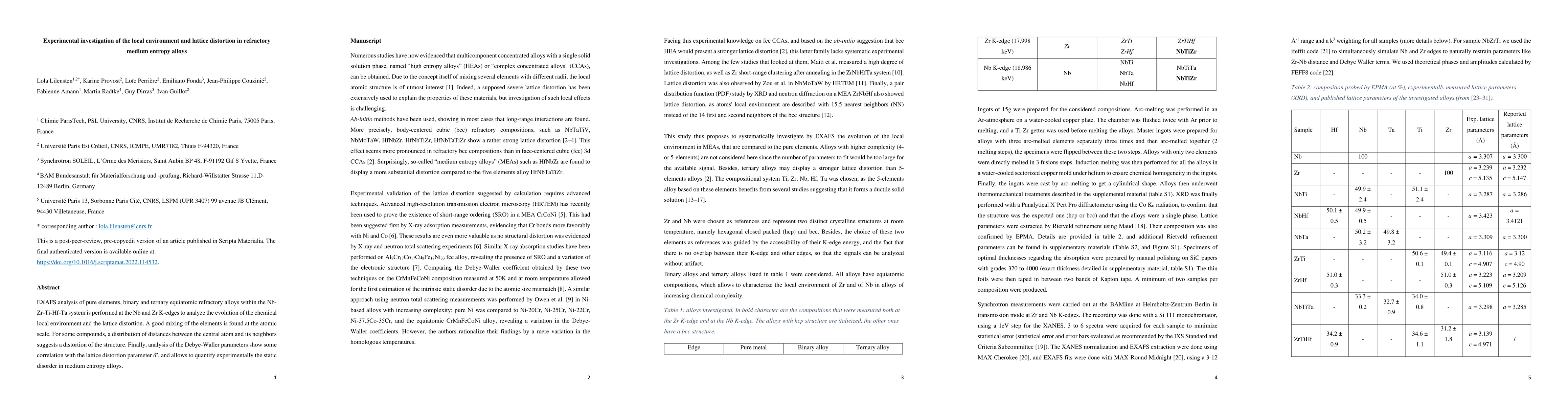 Thumbnail for Experimental investigation of the local environment and lattice
  distortion in refractory medium entropy alloys