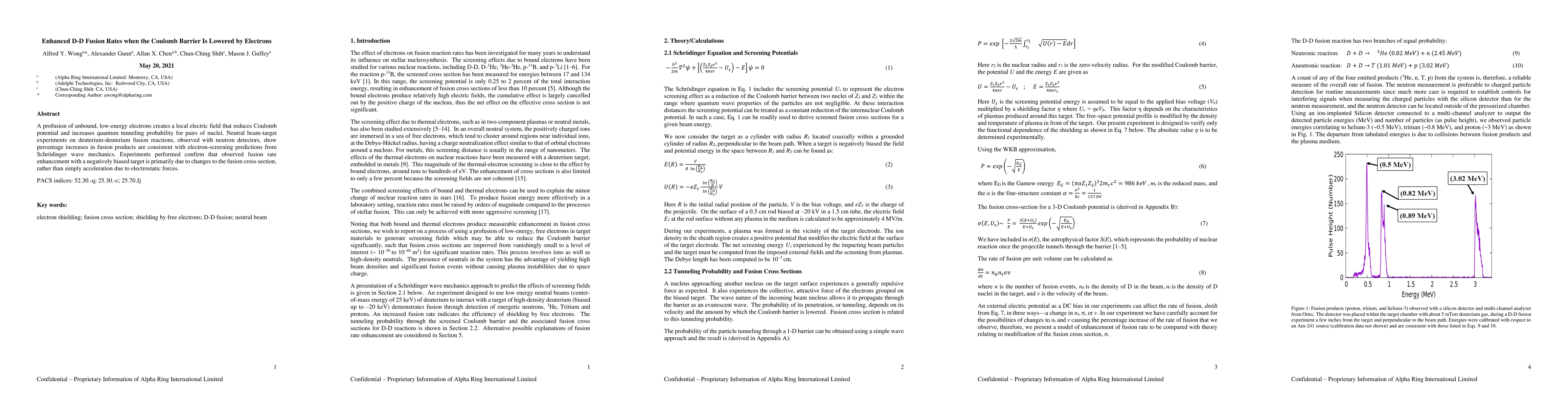 Thumbnail for Enhanced D-D Fusion Rates when the Coulomb Barrier Is Lowered by
  Electrons
