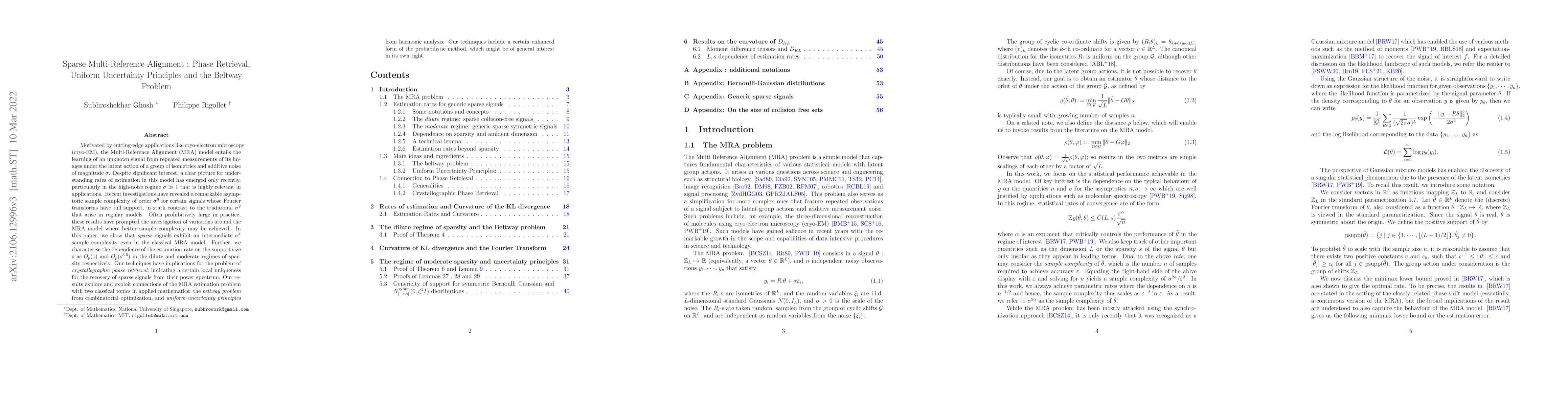 Thumbnail for Sparse Multi-Reference Alignment : Phase Retrieval, Uniform Uncertainty
  Principles and the Beltway Problem