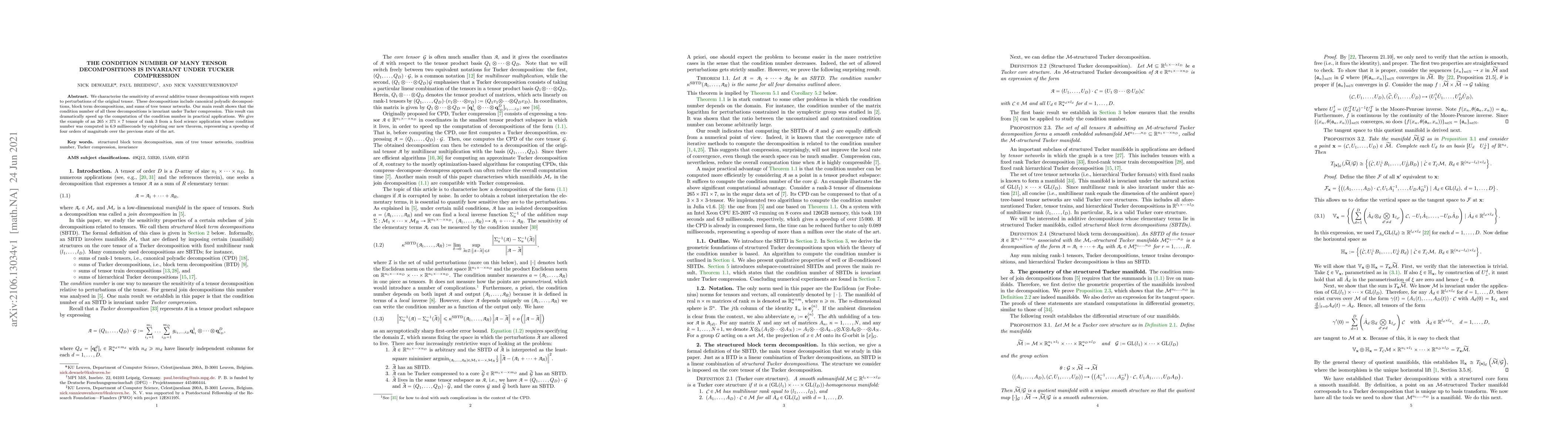 Thumbnail for The condition number of many tensor decompositions is invariant under
  Tucker compression