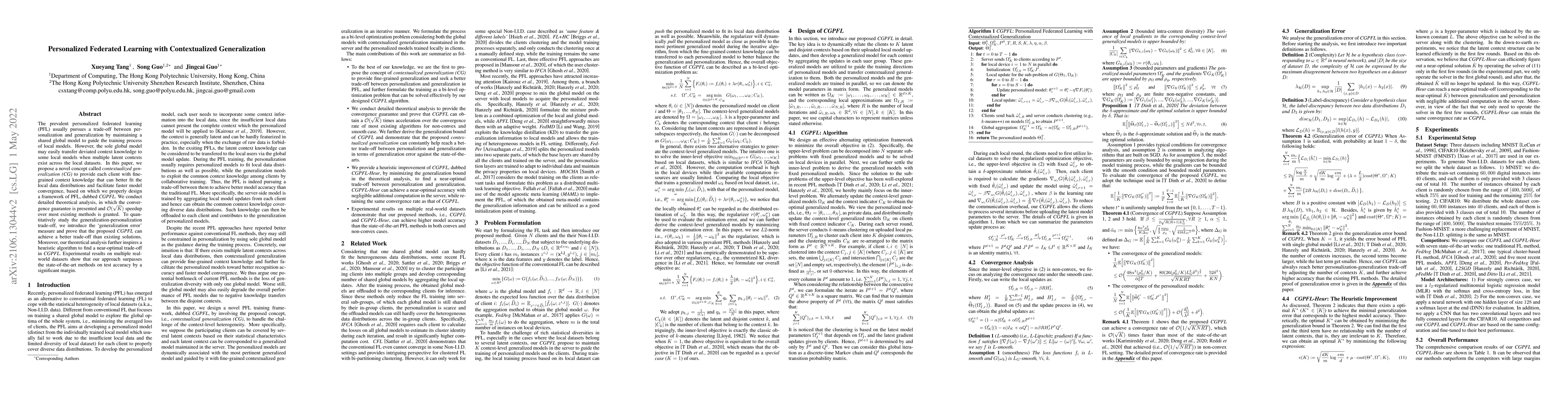 Thumbnail for Personalized Federated Learning with Contextualized Generalization