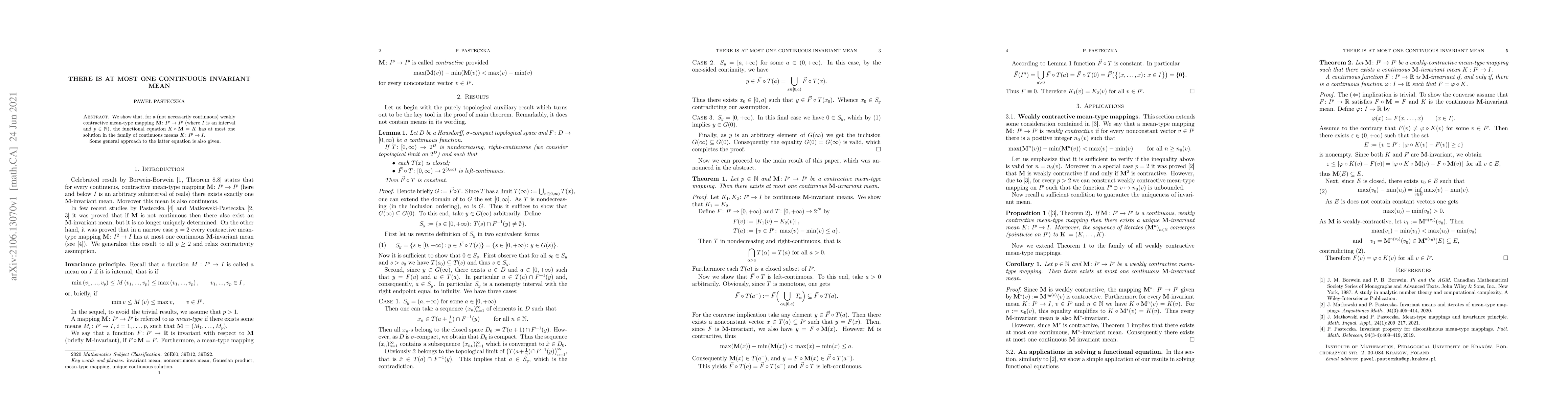 Thumbnail for There is at most one continuous invariant mean