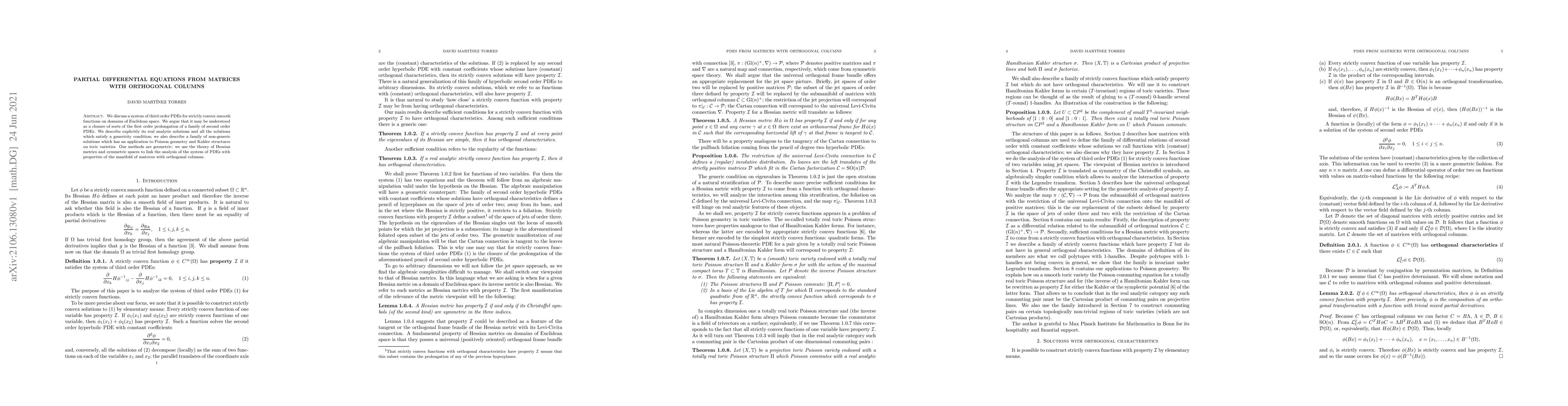 Thumbnail for PDEs from matrices with orthogonal columns