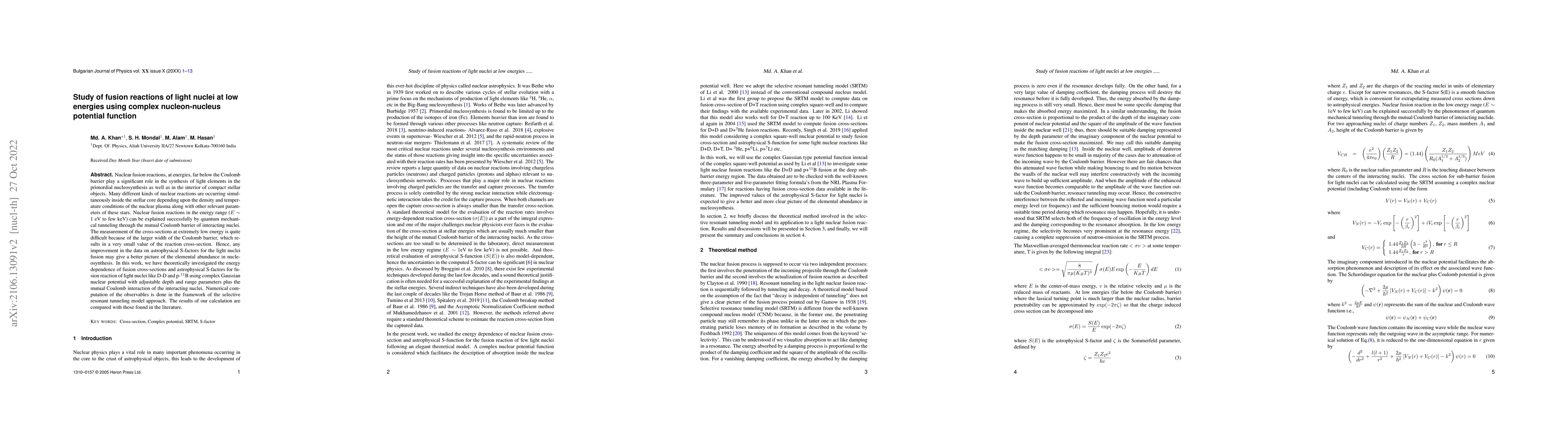 Thumbnail for Study of fusion reactions of light nuclei at low energies using complex
  nucleon-nucleus potential function