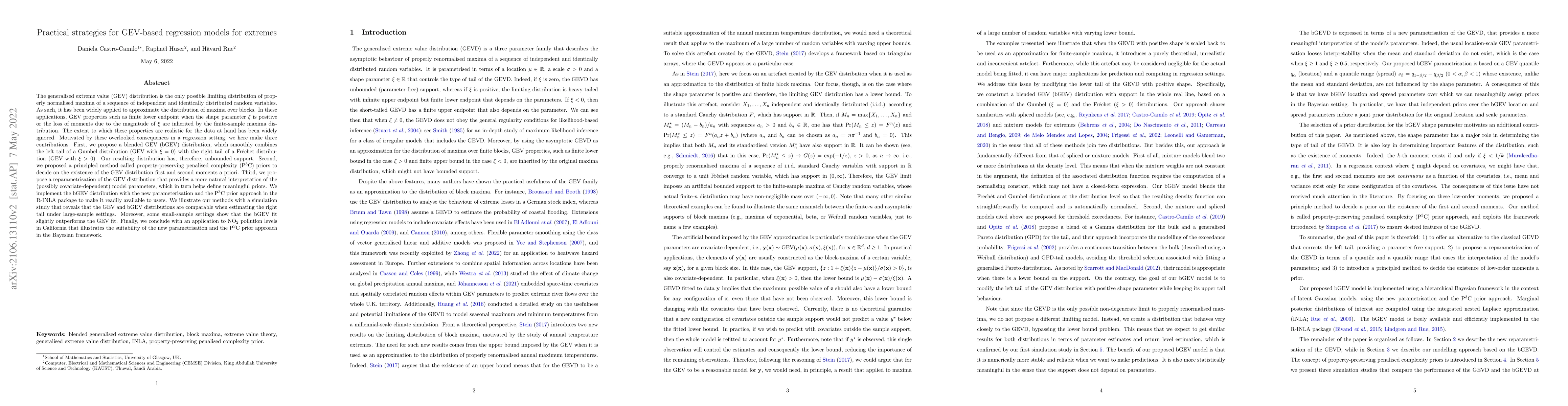 Thumbnail for Practical strategies for GEV-based regression models for extremes