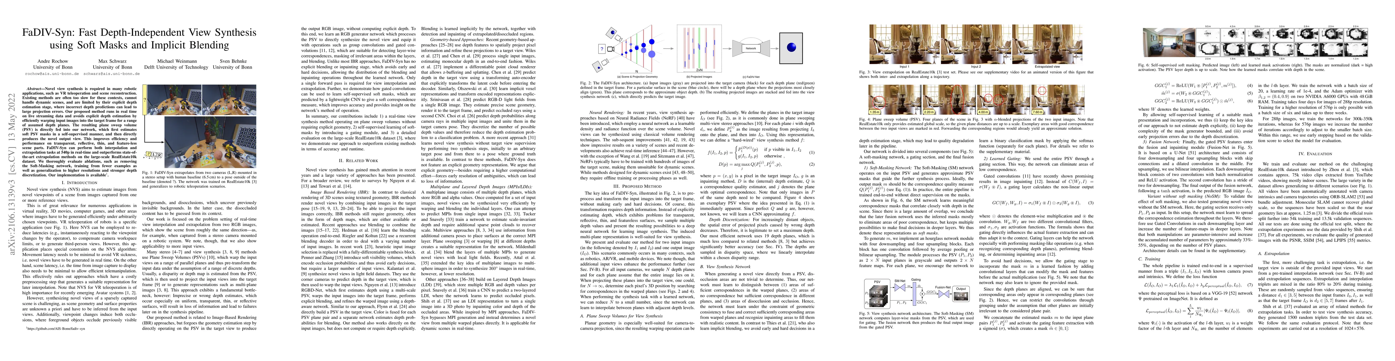 Thumbnail for FaDIV-Syn: Fast Depth-Independent View Synthesis using Soft Masks and
  Implicit Blending