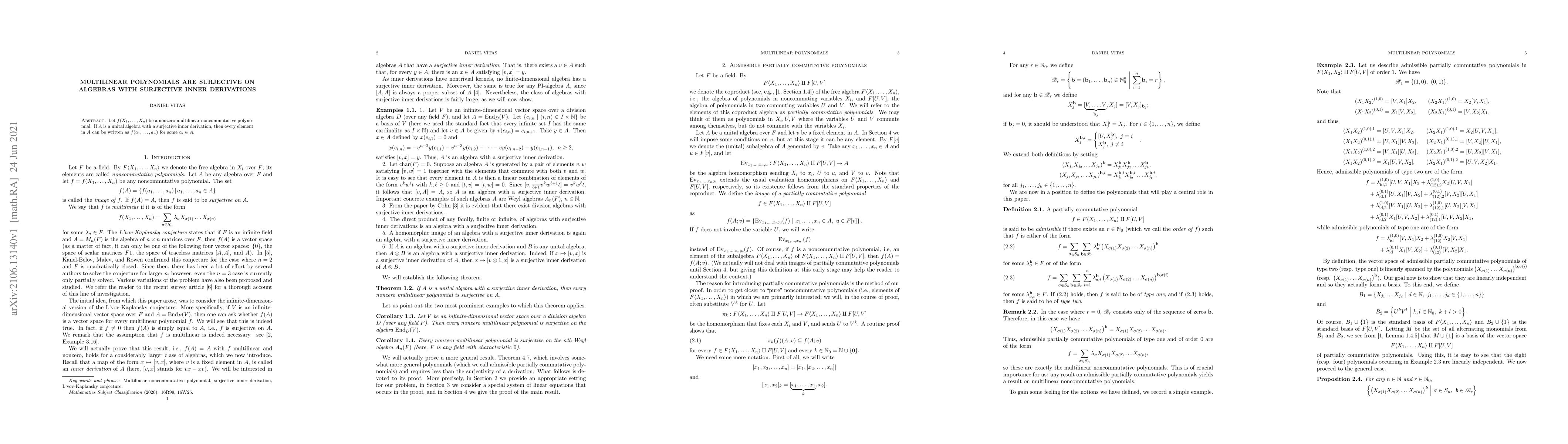 Thumbnail for Multilinear Polynomials Are Surjective on Algebras With Surjective Inner
  Derivations
