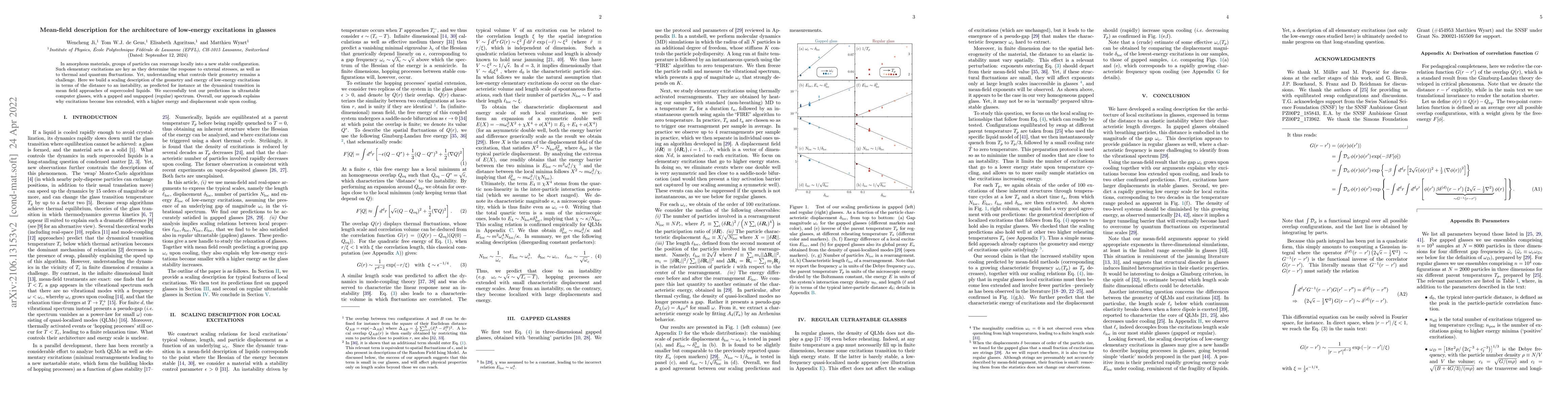 Thumbnail for Mean-field description for the architecture of low-energy excitations in
  glasses
