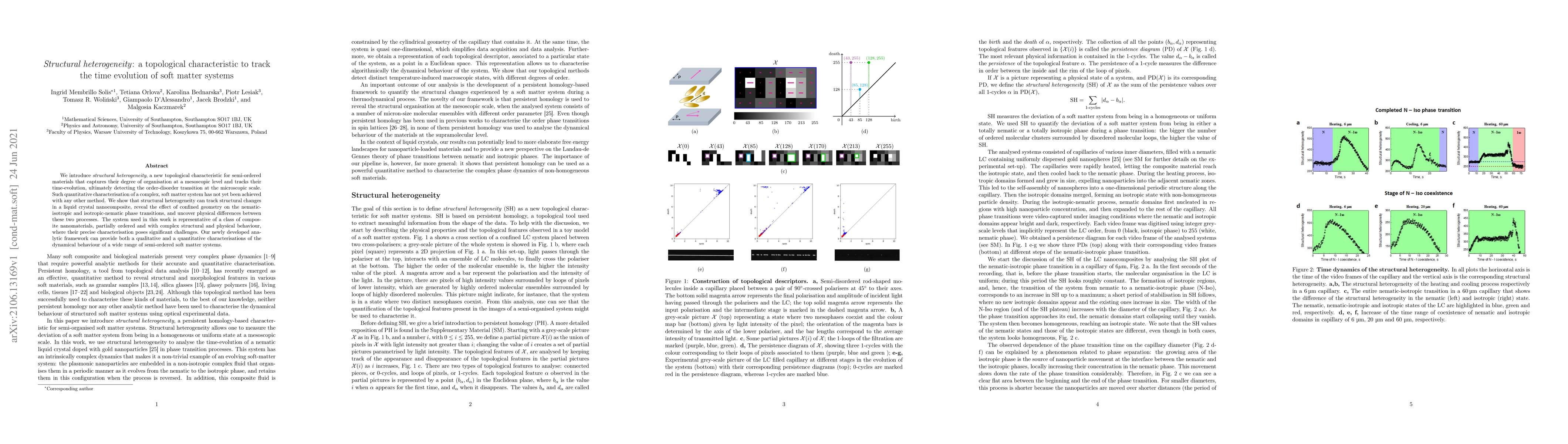 Thumbnail for Structural heterogeneity: a topological characteristic to track the time
  evolution of soft matter systems