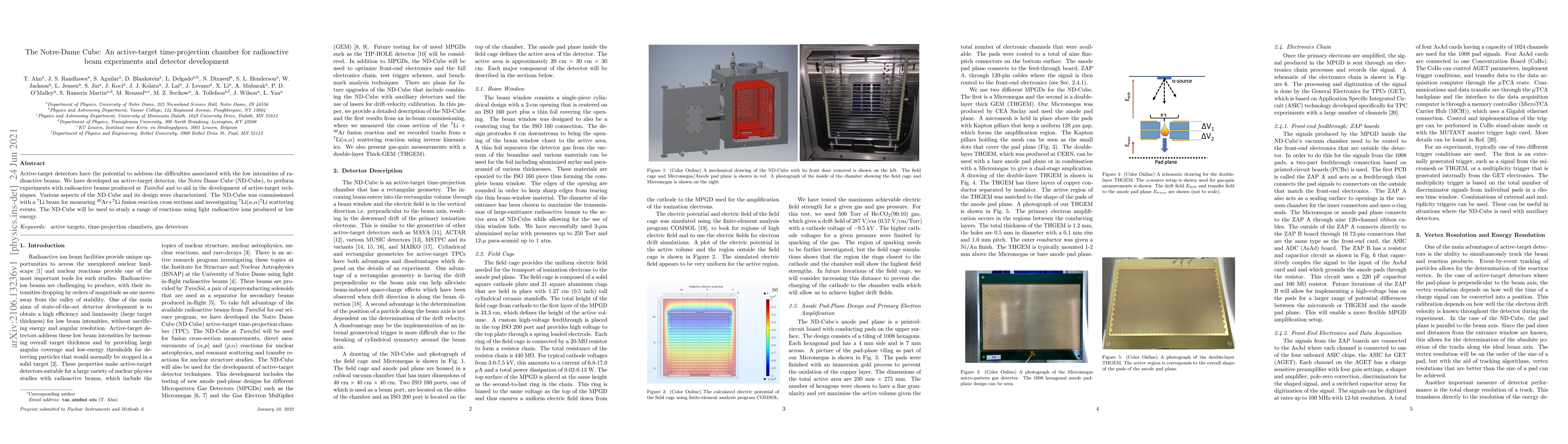 Thumbnail for The Notre-Dame Cube: An active-target time-projection chamber for
  radioactive beam experiments and detector development