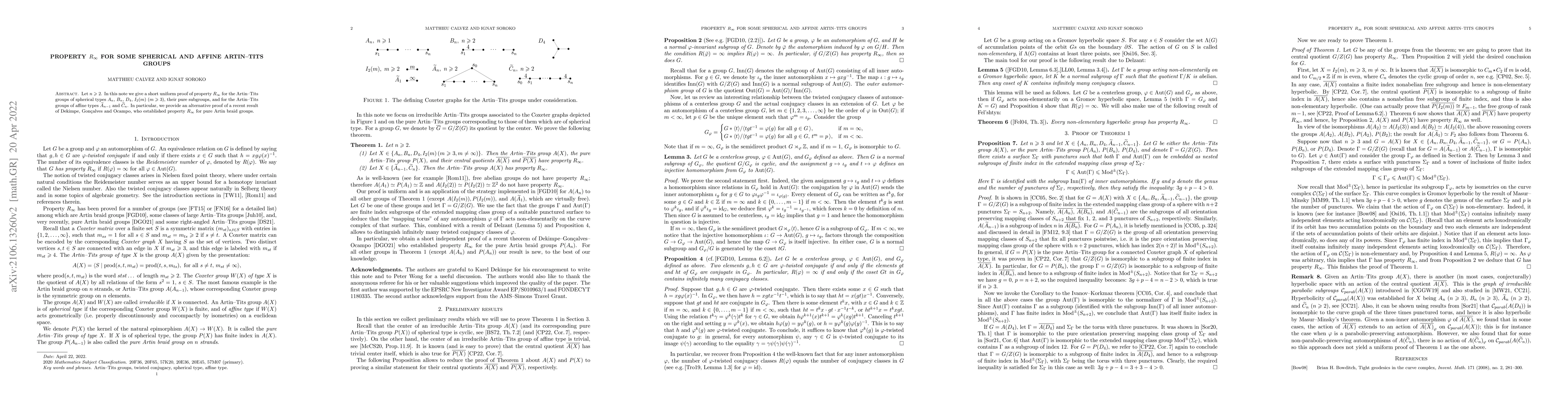 Thumbnail for Property $R_\infty$ for some spherical and affine Artin-Tits groups