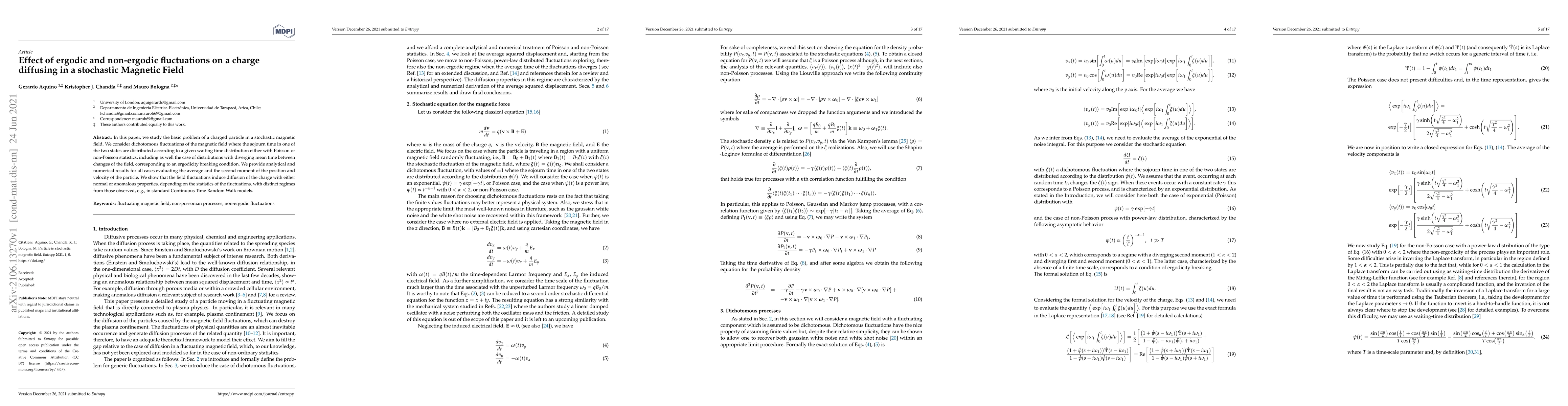 Thumbnail for Effect of ergodic and non-ergodic fluctuations on a charge diffusing in
  a stochastic Magnetic Field