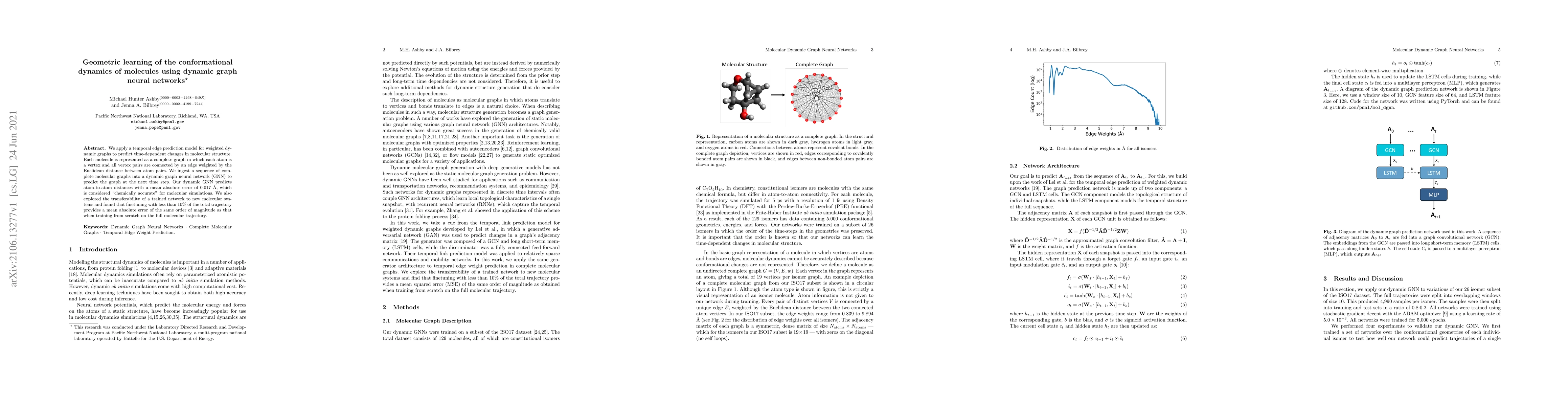 Thumbnail for Geometric learning of the conformational dynamics of molecules using
  dynamic graph neural networks