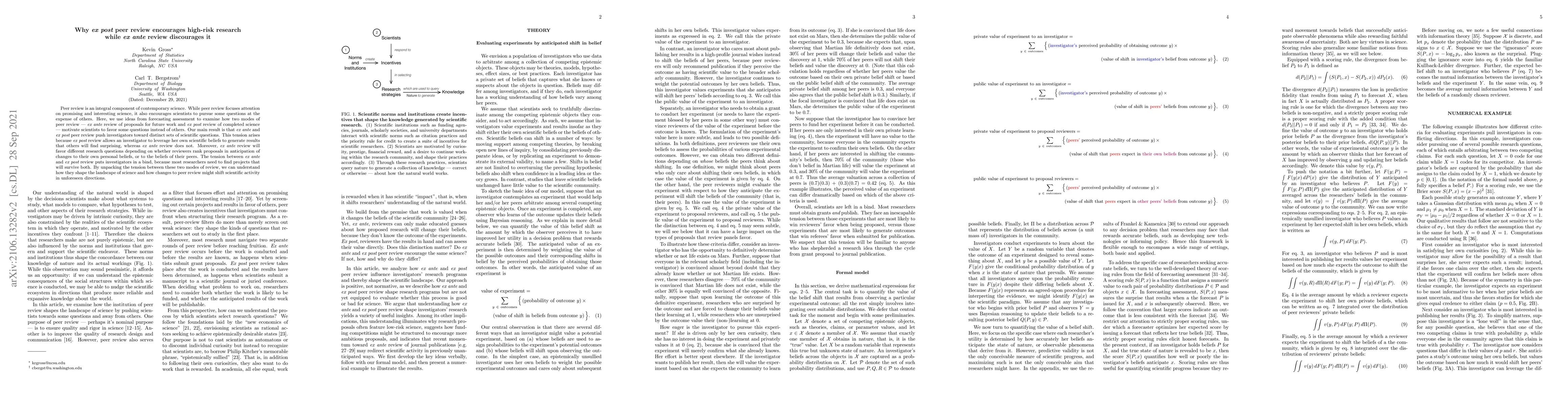 Thumbnail for Why ex post peer review encourages high-risk research while ex ante
  review discourages it