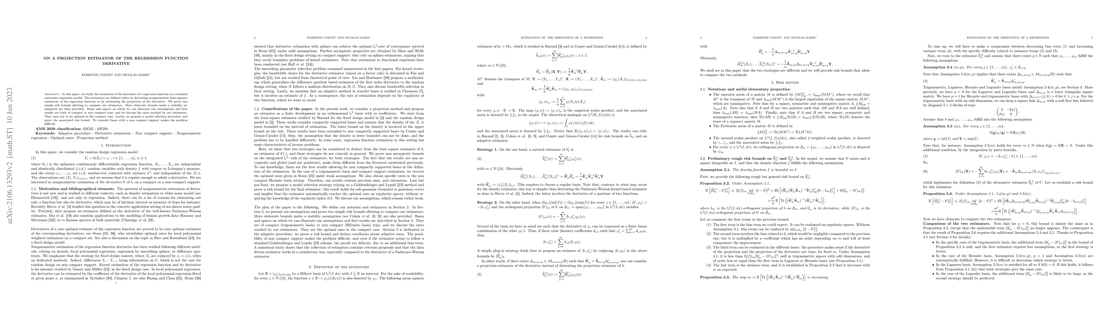 Thumbnail for On a Projection Estimator of the Regression Function Derivative