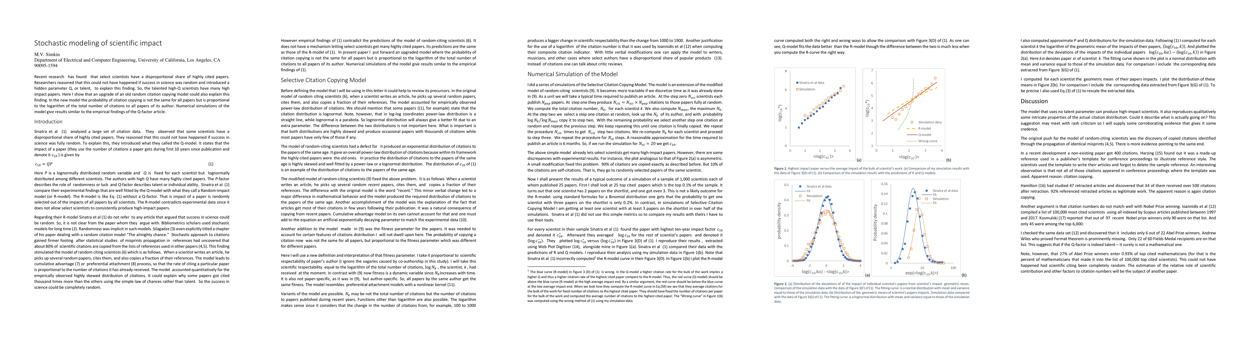 Thumbnail for Stochastic modeling of scientific impact