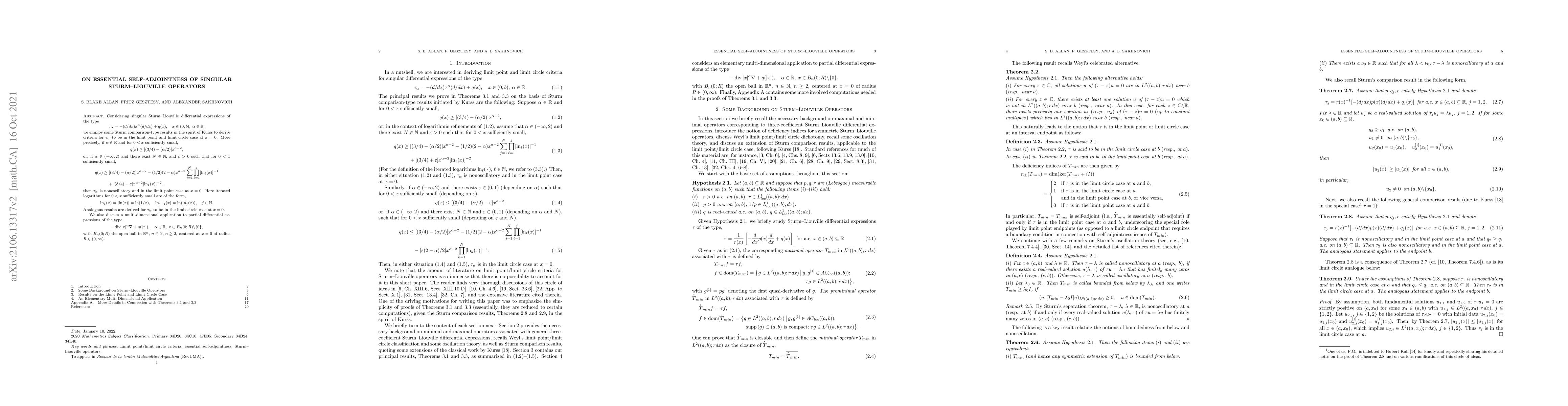 Thumbnail for On essential self-adjointness of singular Sturm-Liouville operators