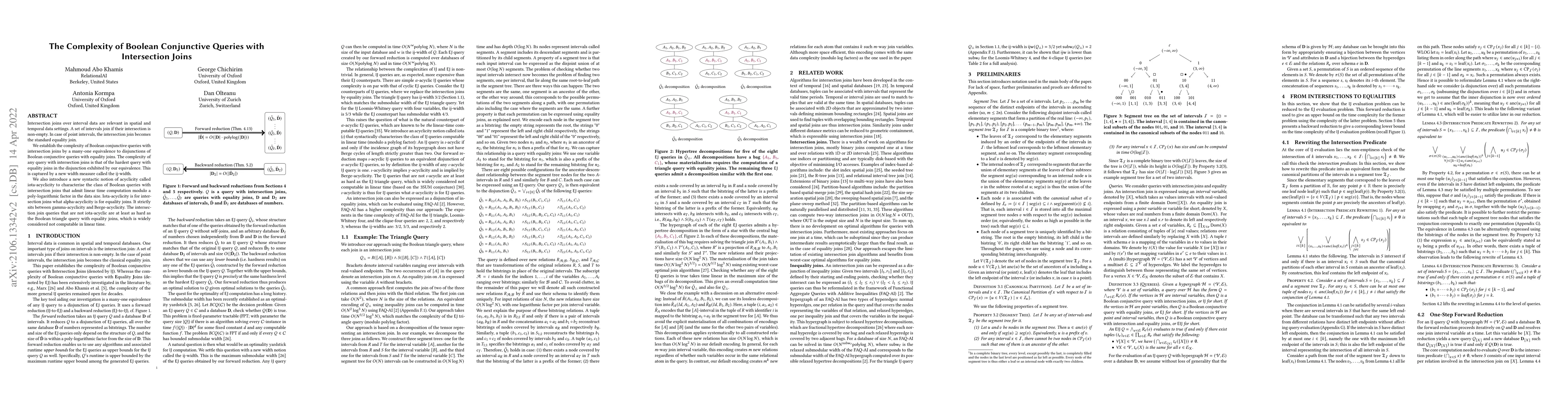 Thumbnail for The Complexity of Boolean Conjunctive Queries with Intersection Joins