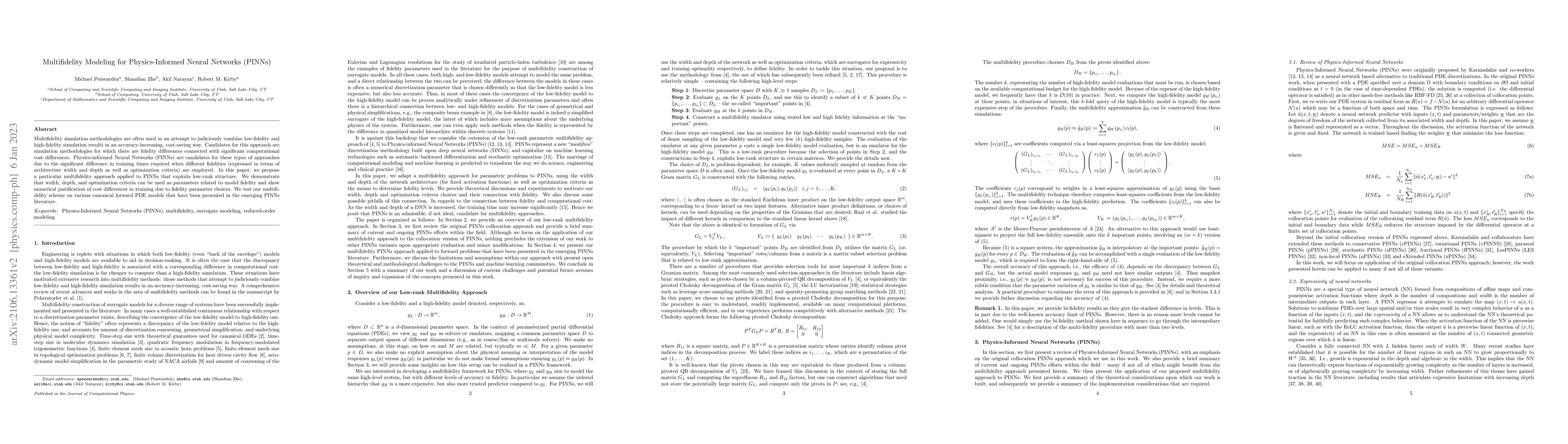Thumbnail for Multifidelity Modeling for Physics-Informed Neural Networks (PINNs)