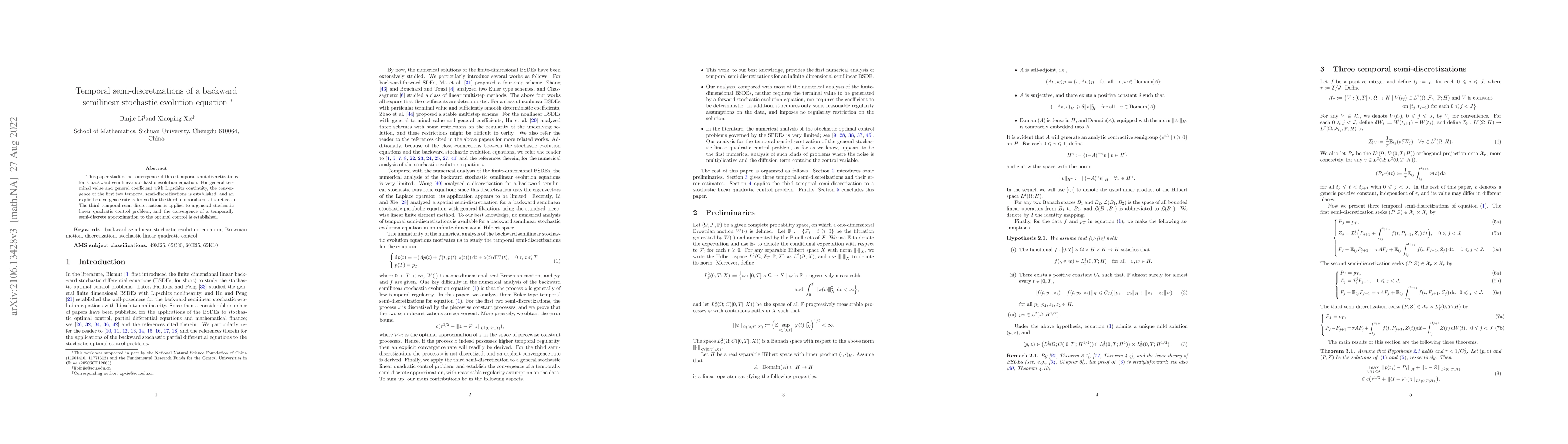 Thumbnail for Temporal semi-discretizations of a backward semilinear stochastic
  evolution equation