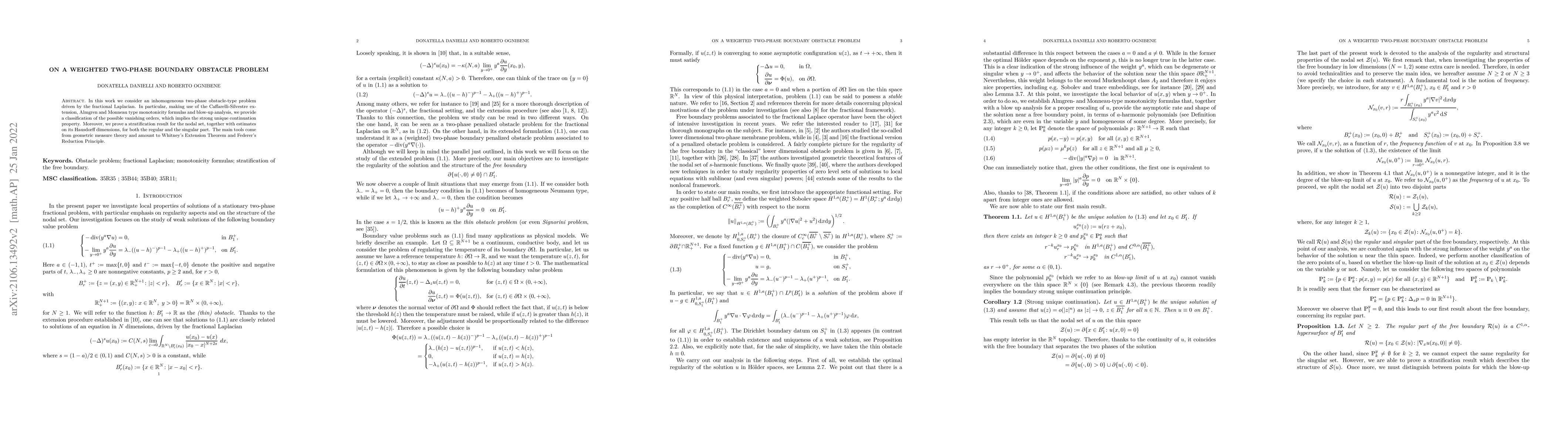 Thumbnail for On a weighted two-phase boundary obstacle problem