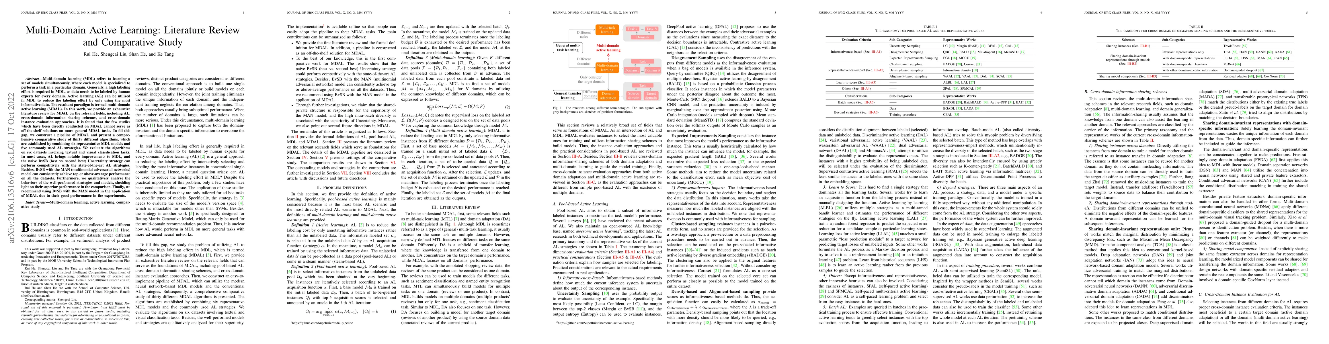 Thumbnail for Multi-Domain Active Learning: Literature Review and Comparative Study