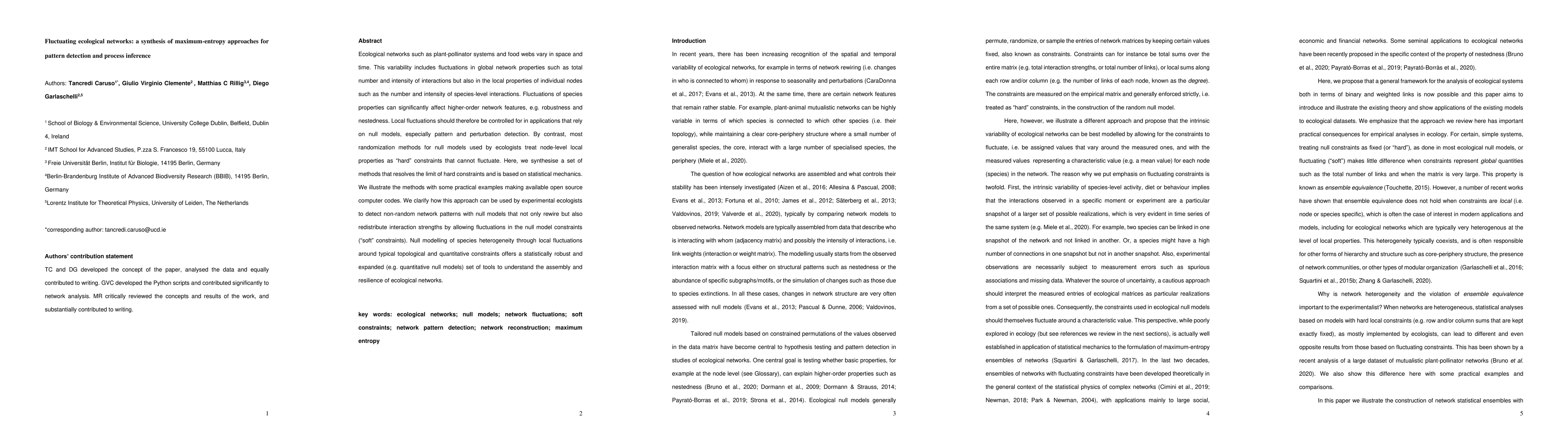 Thumbnail for Fluctuating ecological networks: a synthesis of maximum-entropy
  approaches for pattern detection and process inference
