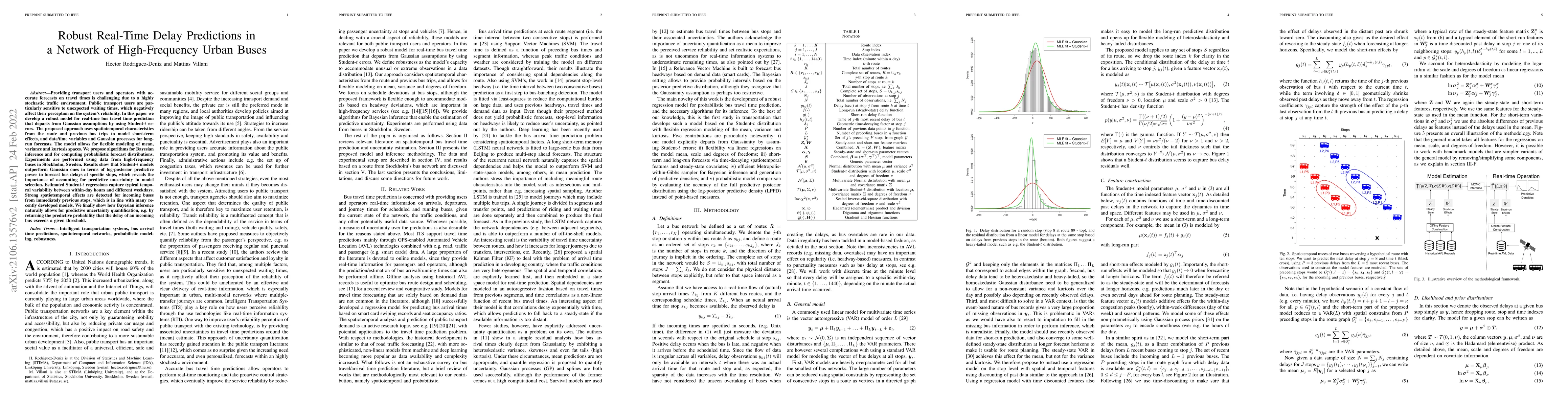 Thumbnail for Robust Real-Time Delay Predictions in a Network of High-Frequency Urban
  Buses
