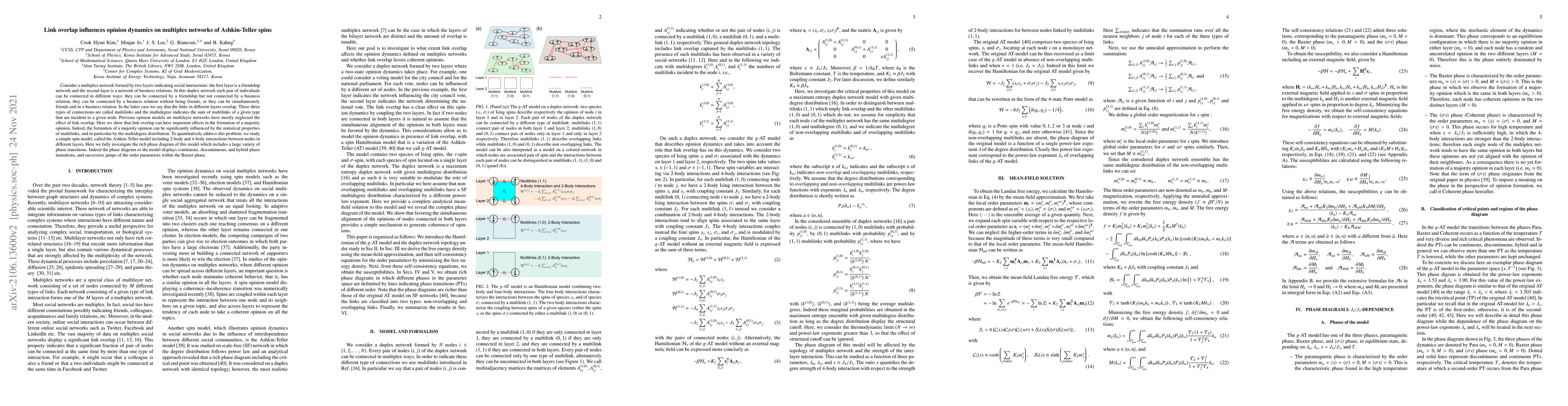 Thumbnail for Link overlap influences opinion dynamics on multiplex networks: spin
  model approach