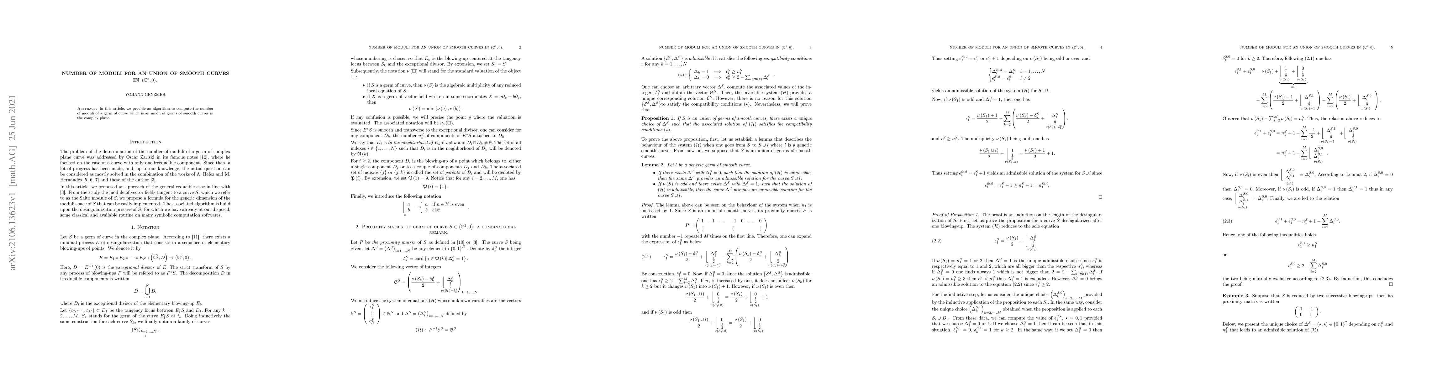 Thumbnail for Number of moduli for an union of smooth curves in (C^2,0)