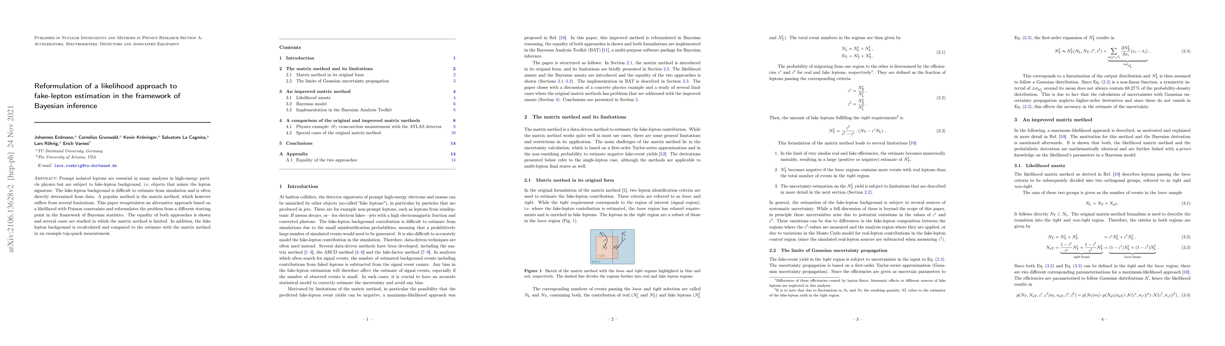 Thumbnail for Reformulation of a likelihood approach to fake-lepton estimation in the
  framework of Bayesian inference
