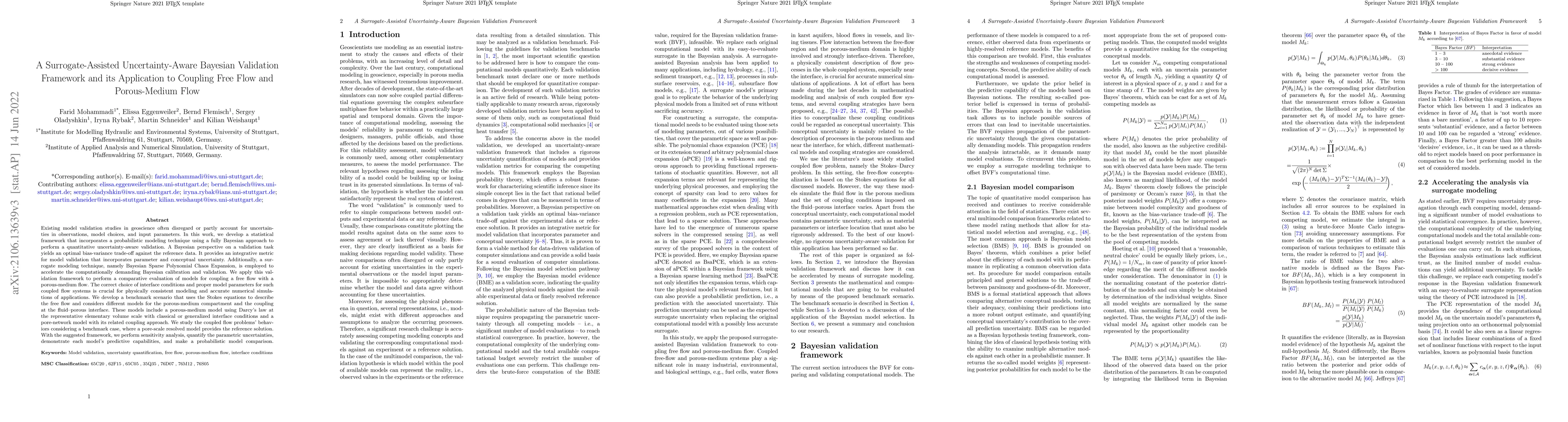 Thumbnail for A Surrogate-Assisted Uncertainty-Aware Bayesian Validation Framework and
  its Application to Coupling Free Flow and Porous-Medium Flow