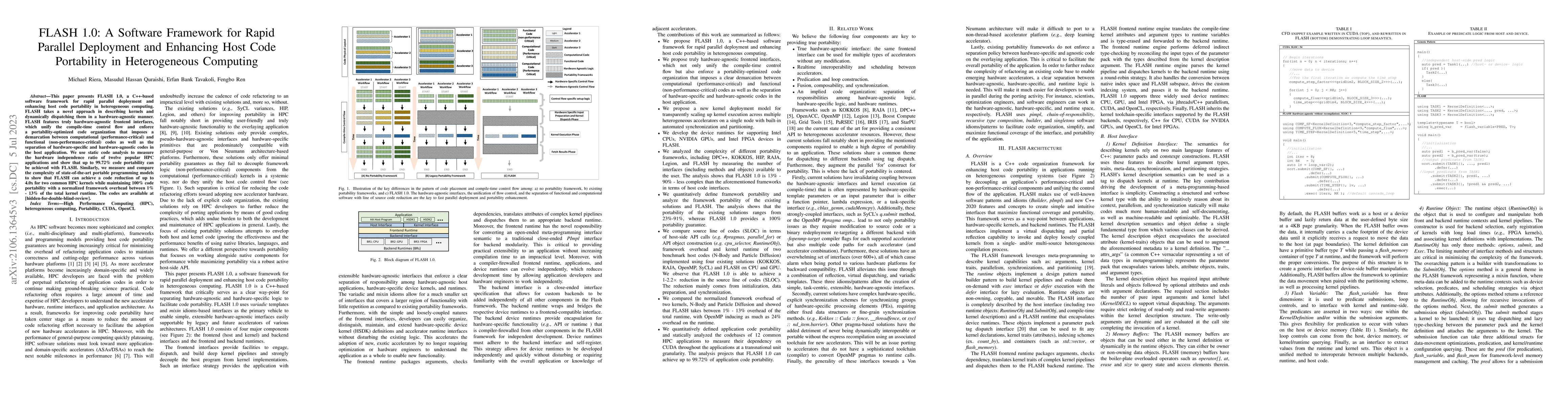 Thumbnail for FLASH 1.0: A Software Framework for Rapid Parallel Deployment and
  Enhancing Host Code Portability in Heterogeneous Computing