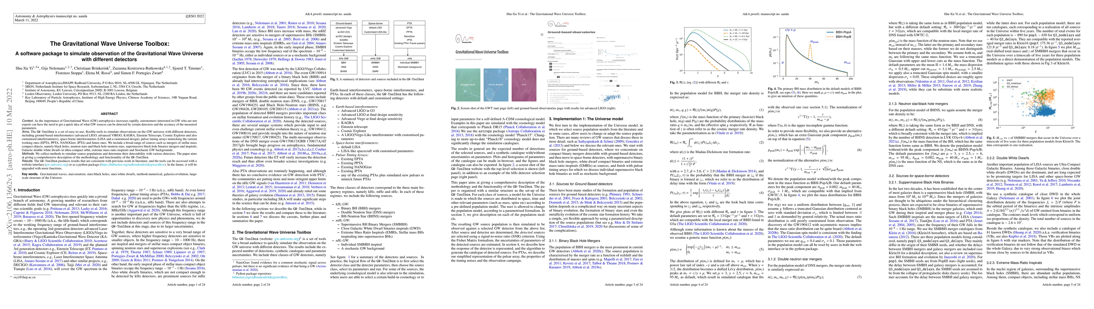 Thumbnail for The Gravitational Wave Universe Toolbox: A software package to simulate
  observation of the Gravitational Wave Universe with different detectors