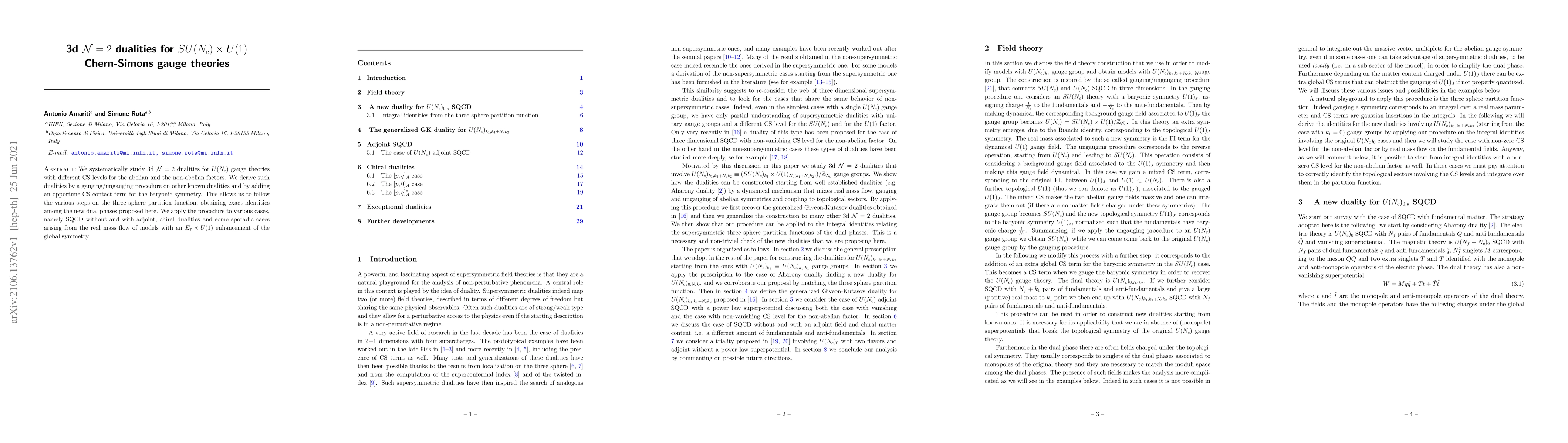 Thumbnail for 3d $\mathcal{N}=2$ dualities for $SU(N_c)\times U(1)$ Chern-Simons gauge
  theories