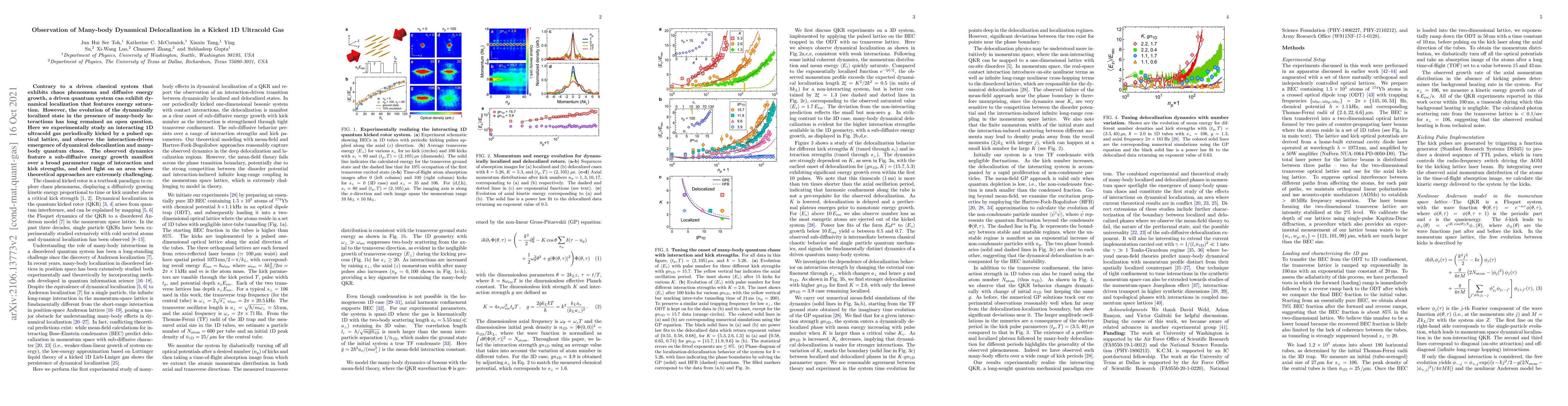 Thumbnail for Observation of Many-body Dynamical Delocalization in a Kicked Ultracold
  Gas