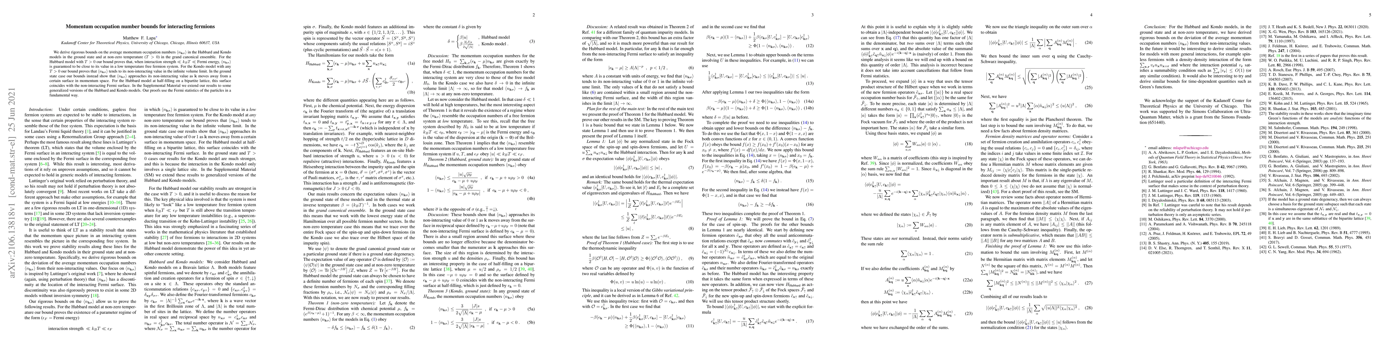 Thumbnail for Momentum occupation number bounds for interacting fermions