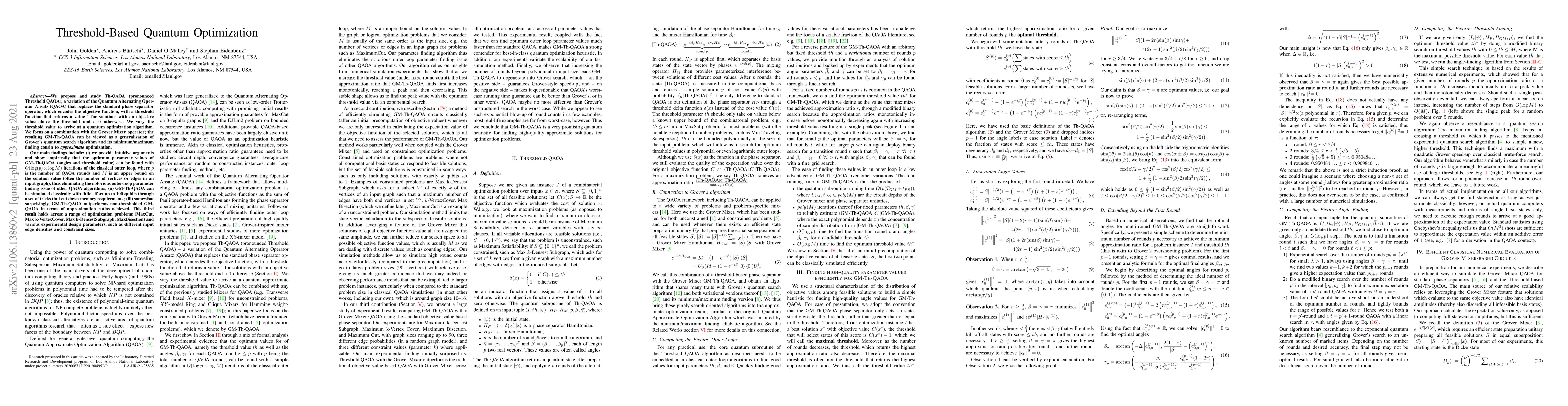 Thumbnail for Threshold-Based Quantum Optimization