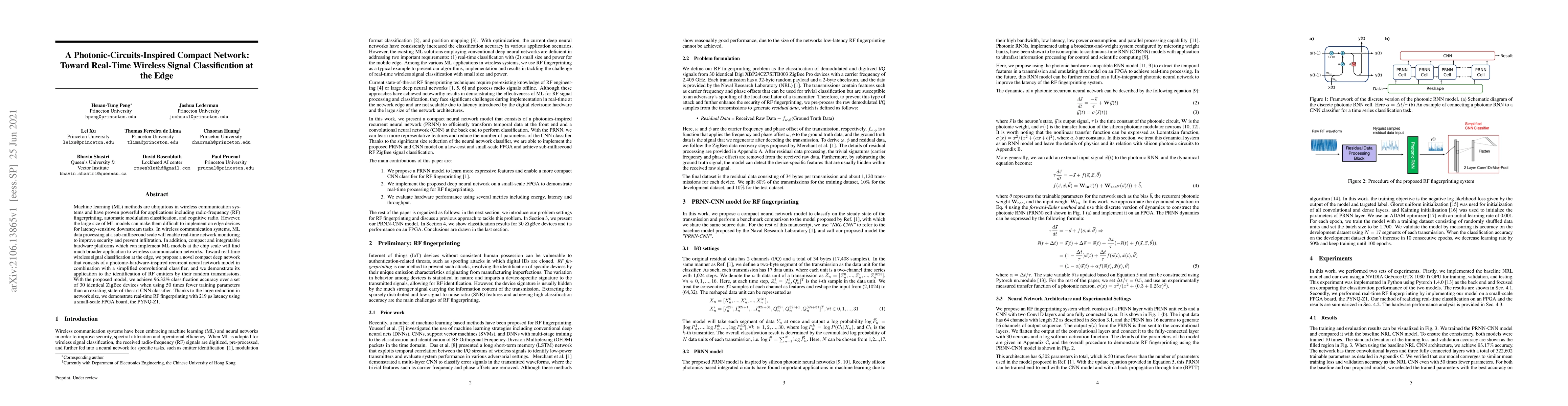 Thumbnail for A Photonic-Circuits-Inspired Compact Network: Toward Real-Time Wireless
  Signal Classification at the Edge