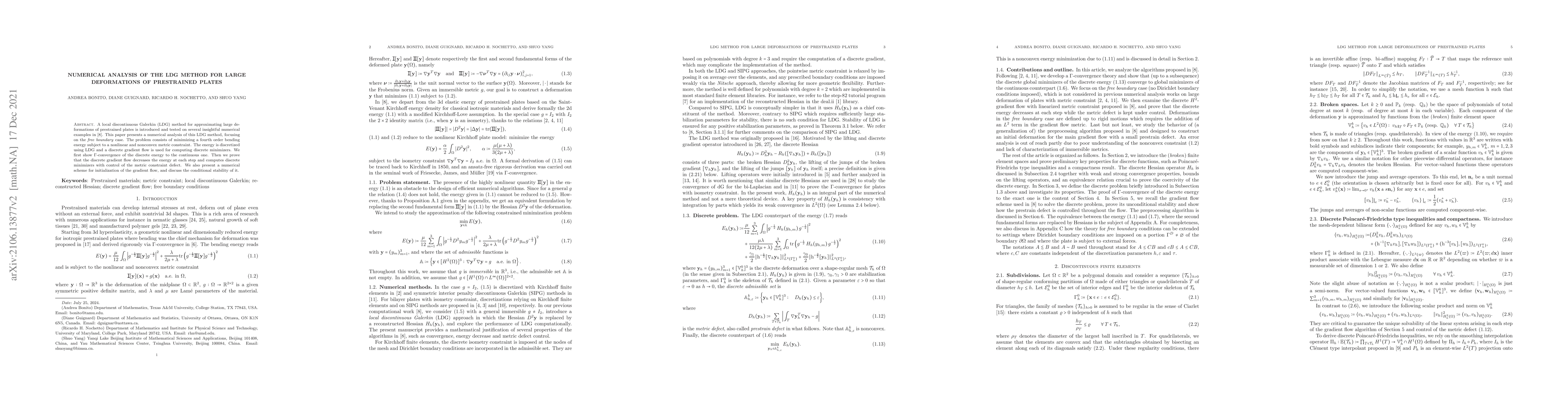 Thumbnail for Numerical analysis of the LDG method for large deformations of
  prestrained plates
