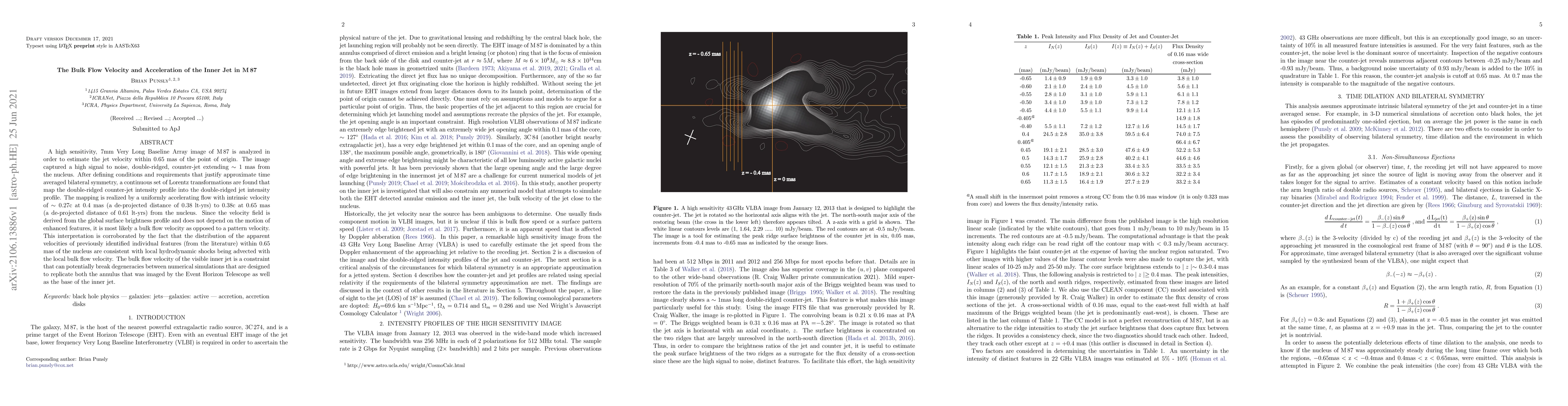 Thumbnail for The Bulk Flow Velocity and Acceleration of the Inner Jet in M\,87