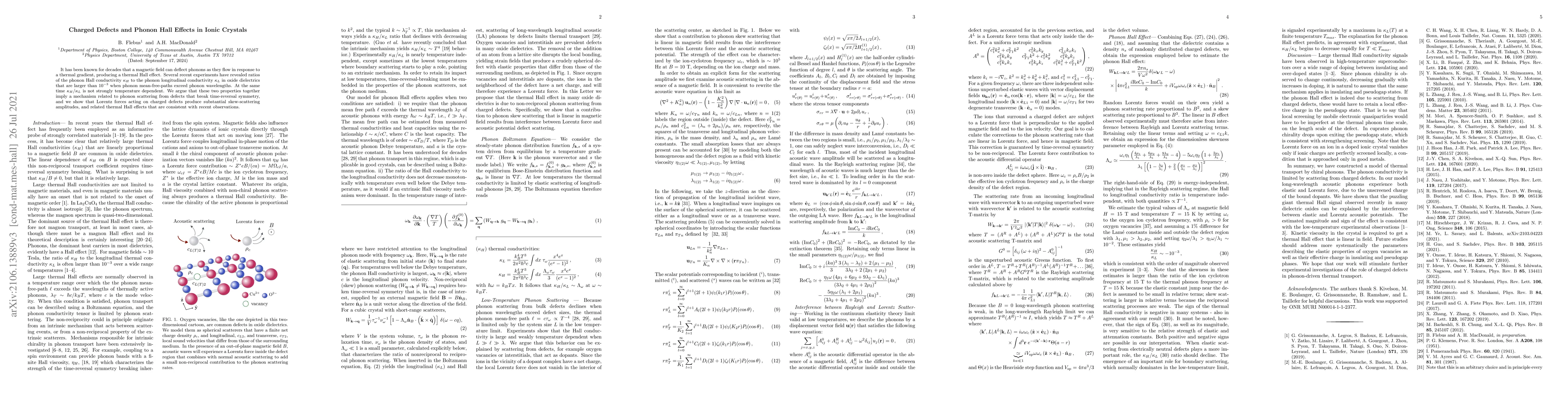 Thumbnail for Charged Defects and Phonon Hall Effects in Ionic Crystals