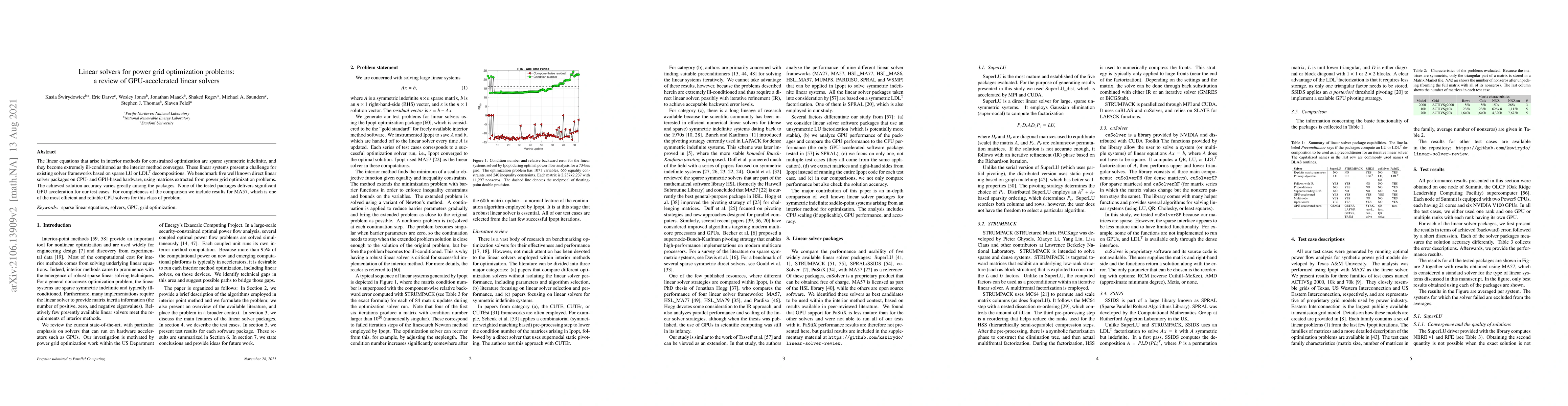 Thumbnail for Linear solvers for power grid optimization problems: a review of
  GPU-accelerated linear solvers