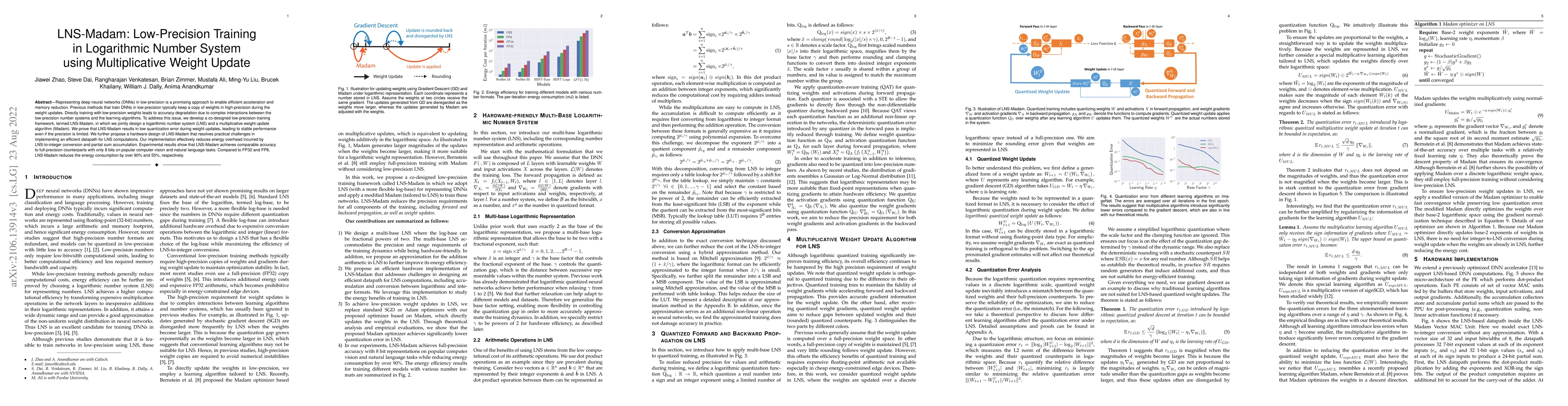 Thumbnail for LNS-Madam: Low-Precision Training in Logarithmic Number System using
  Multiplicative Weight Update