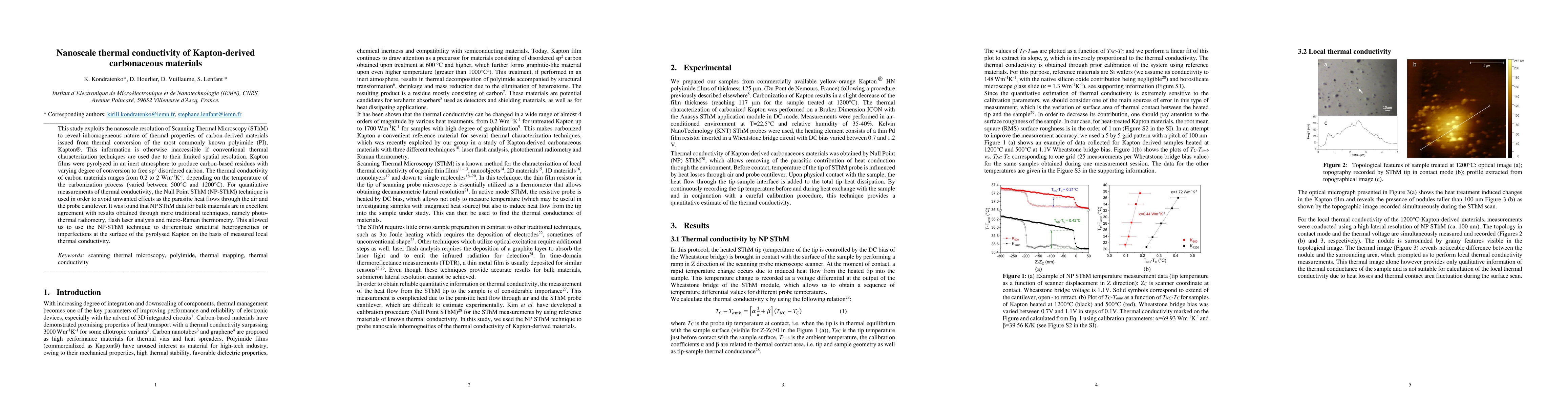 Thumbnail for Nanoscale thermal conductivity of Kapton-derived carbonaceous materials
