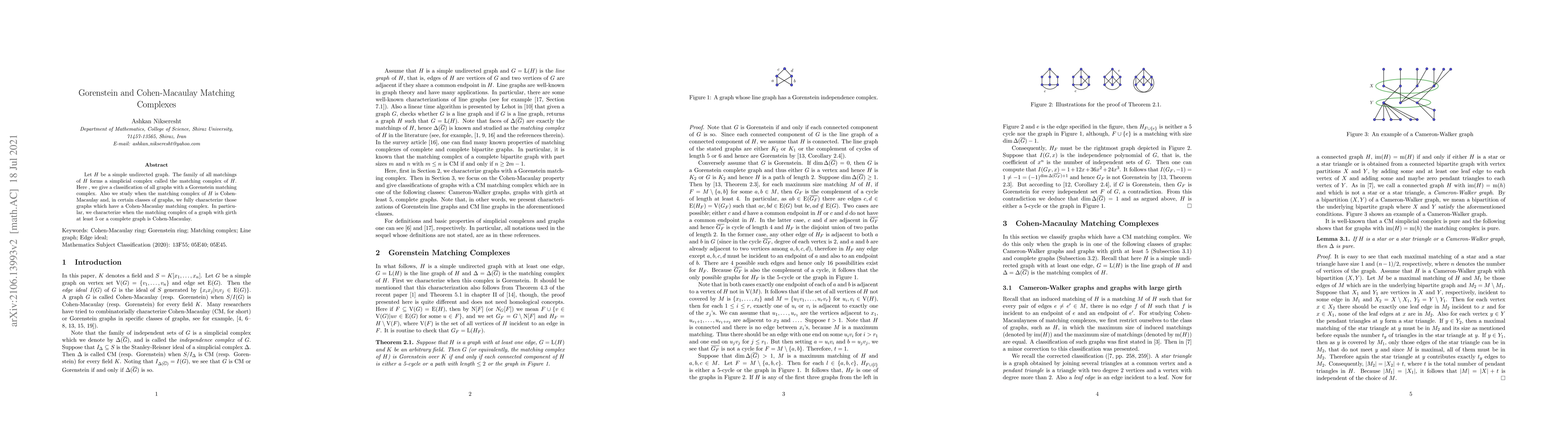 Thumbnail for Gorenstein and Cohen-Macaulay Matching Complexes
